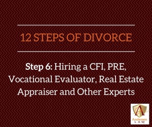 12 steps of divorce: Hiring a CFI, PRE, Vocational Evaluator, Real Estate Appraiser and Other Experts - Andersen Law PC