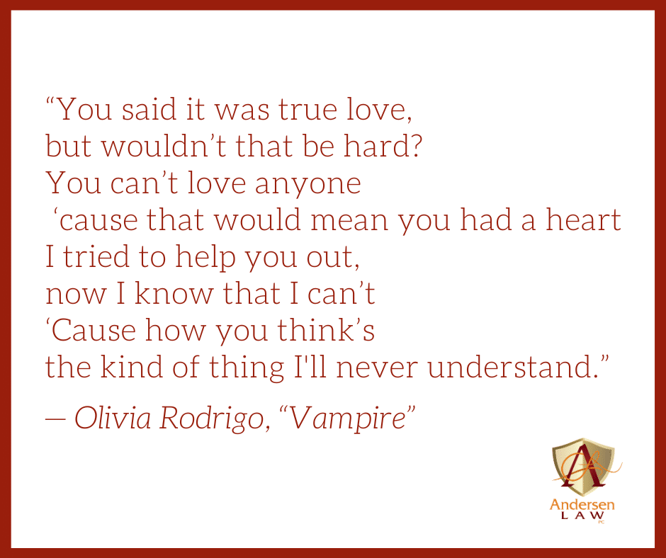 Lyrics to “Vampire” by Olivia Rodrigo